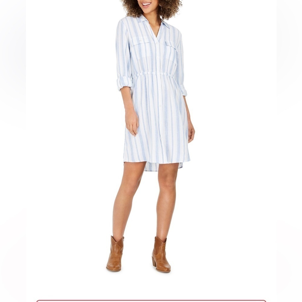 Style&Co linen long sleeve striped dress v-neck XS​​ - Picture 13 of 13